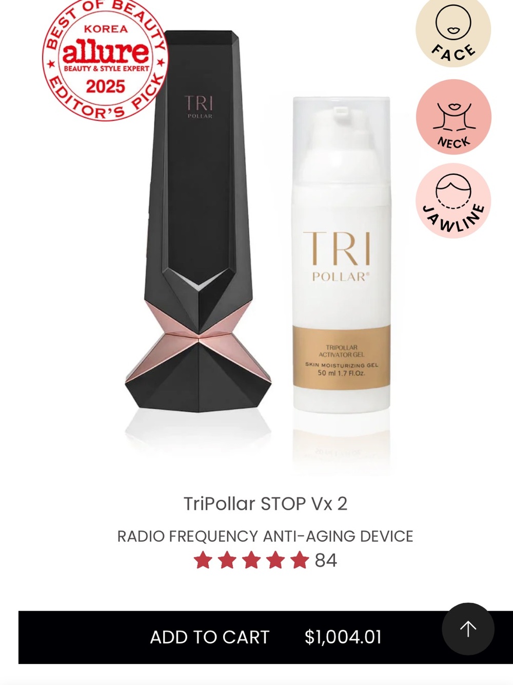 STOP Vx 2 Radio Frequency Anti-Aging Device - Black with Rose Gold